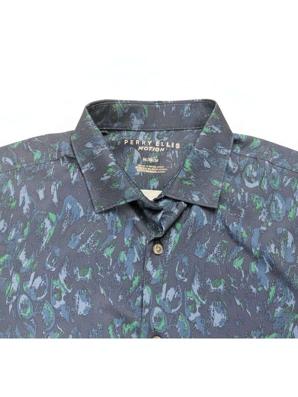 🥏 Perry Ellis Long Sleeve Button Up Shirt Mens Medium Stretch Smart Casual - Picture 7 of 9